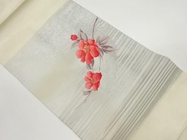 山茶花模様織出し名古屋帯